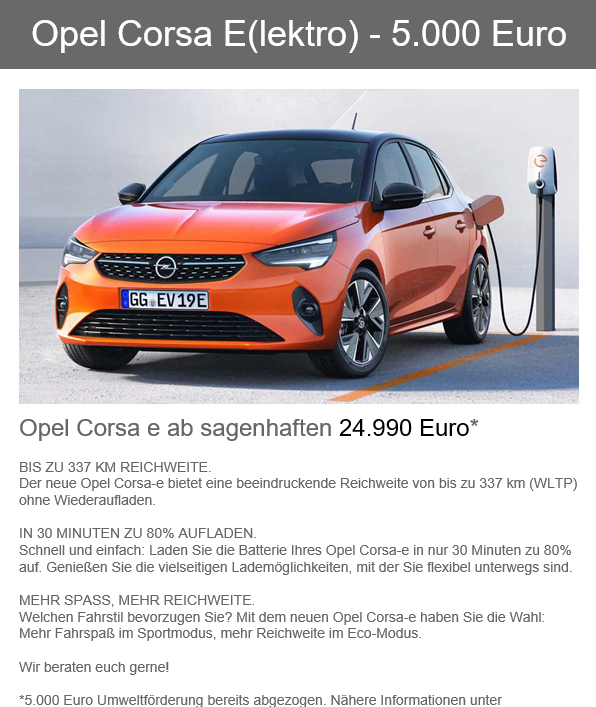 Corsa E(lektro) Summer Sale 2